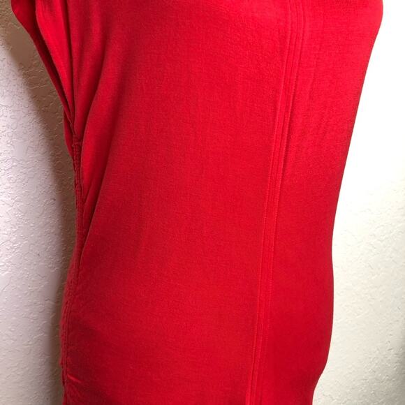 Cabi Whistle Tunic red scoop neck ruched side tunic top size Medium #5616 - Picture 4 of 16
